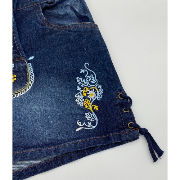 Octoberfest Women Denim Lederhosen Shorts Embroidered Bavarian Style Size 44 - Picture 12 of 12